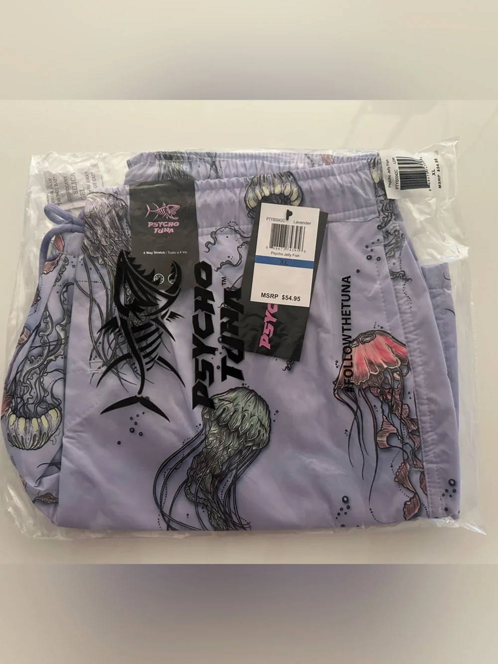 Psycho Tuna Jellyfish Swim Trunks Men’s XL Tropical Shorts